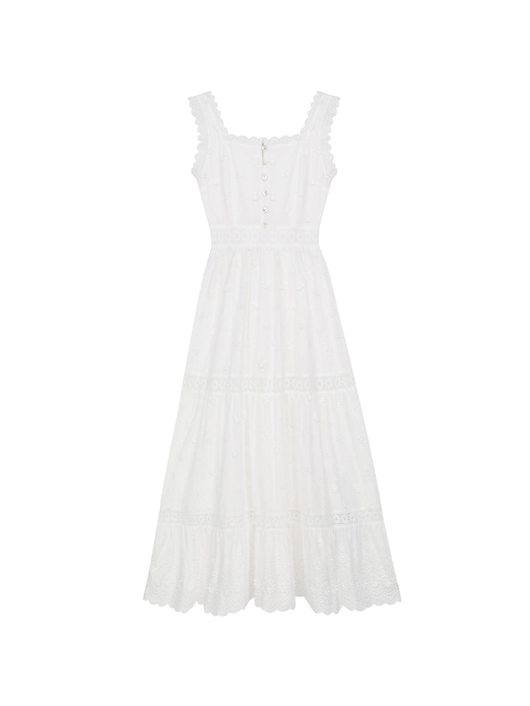 Women's Summer French White Suspender Dress myETYN