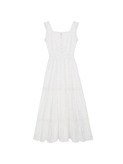 Women's Summer French White Suspender Dress myETYN