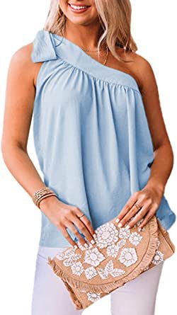 Women's Summer New Asymmetric One-shoulder Vest Slim Top myETYN