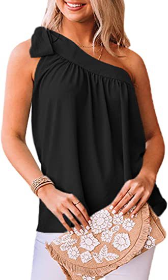 Women's Summer New Asymmetric One-shoulder Vest Slim Top myETYN