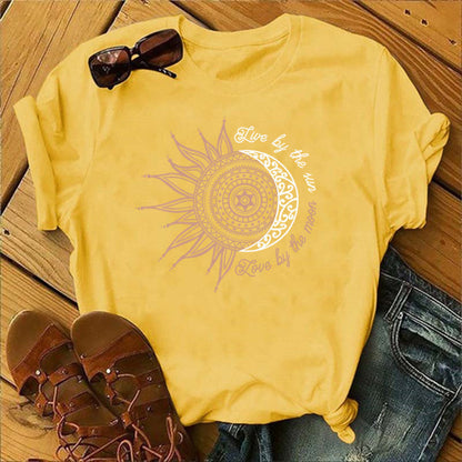 Women's Sunflower Print Short Sleeve T-Shirt myETYN