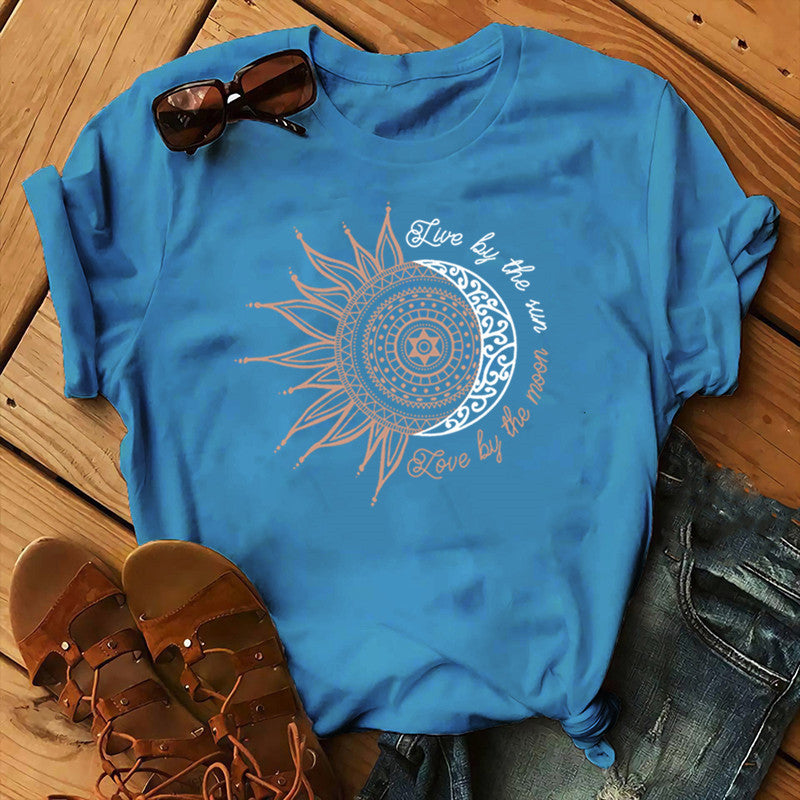 Women's Sunflower Print Short Sleeve T-Shirt myETYN