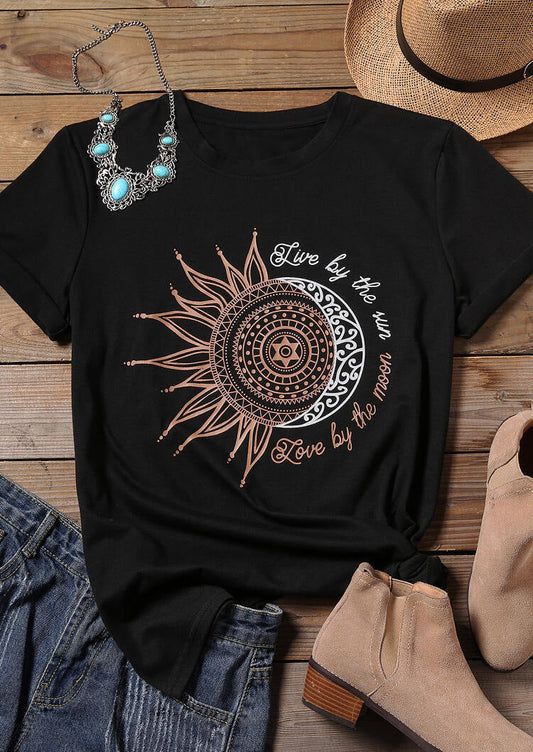 Women's Sunflower Print Short Sleeve T-Shirt myETYN