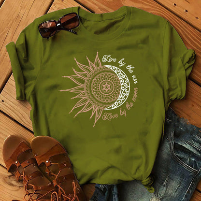 Women's Sunflower Print Short Sleeve T-Shirt myETYN