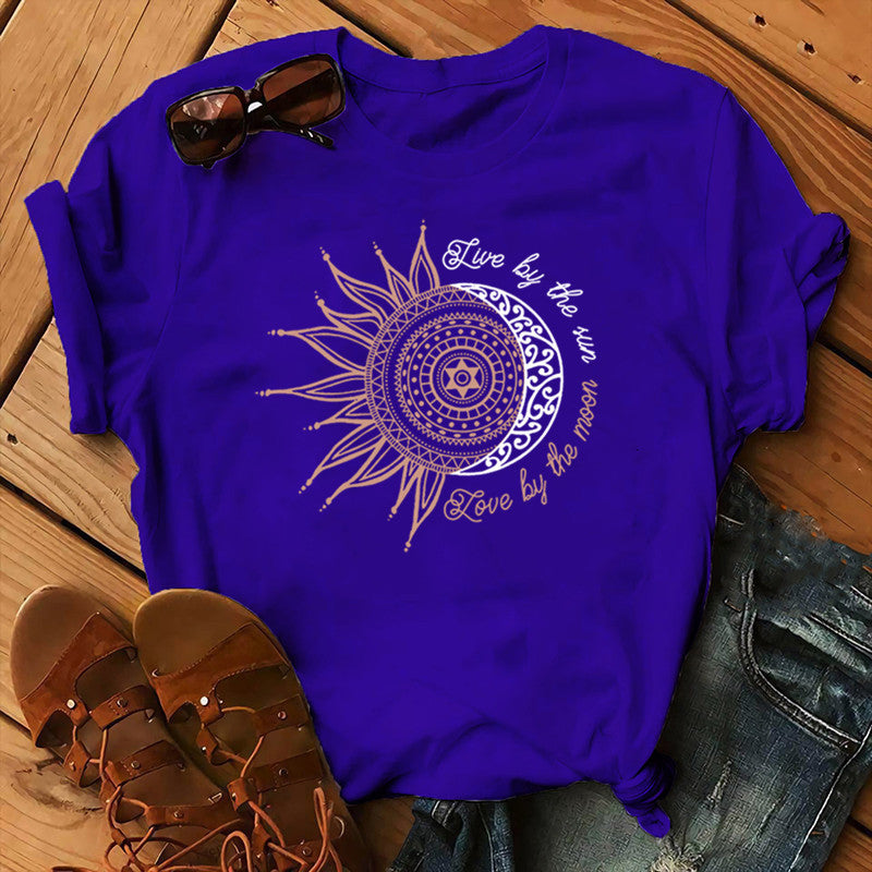 Women's Sunflower Print Short Sleeve T-Shirt myETYN