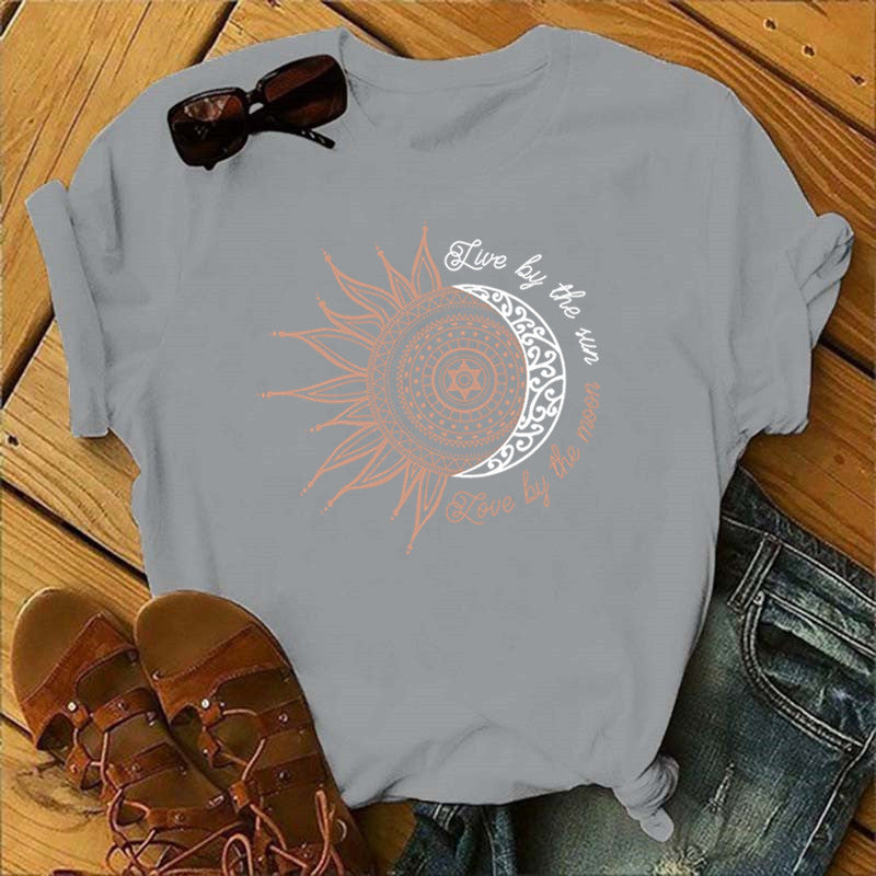 Women's Sunflower Print Short Sleeve T-Shirt myETYN