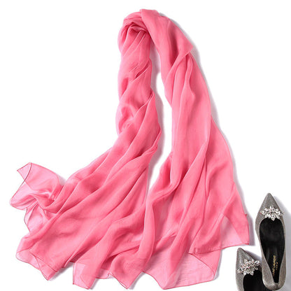 Women's silk scarf pure color silk scarf myETYN