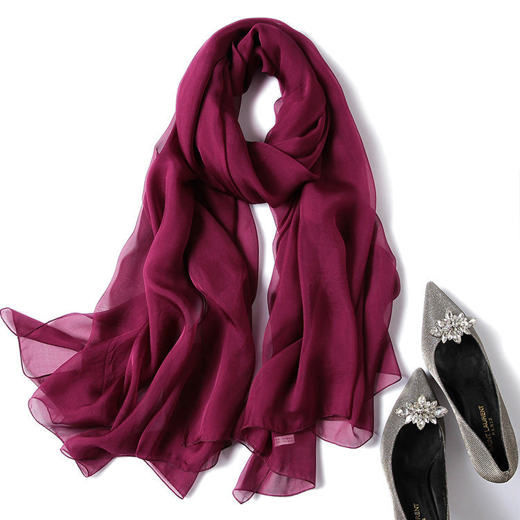 Women's silk scarf pure color silk scarf myETYN