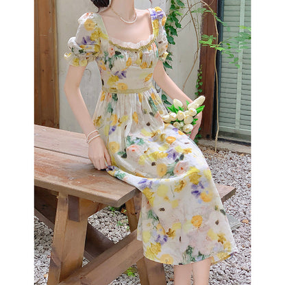 Yellow Floral Dress For Women In Summer myETYN