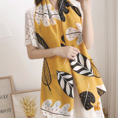 Yellow feather leaf shawl myETYN