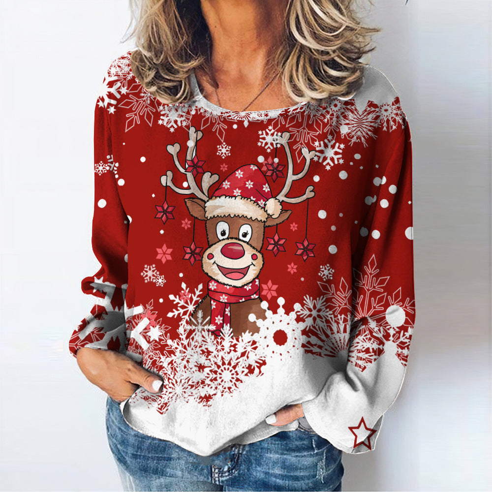 D Printed Christmas Deer Top Autumn Leisure Streetwear - myETYN