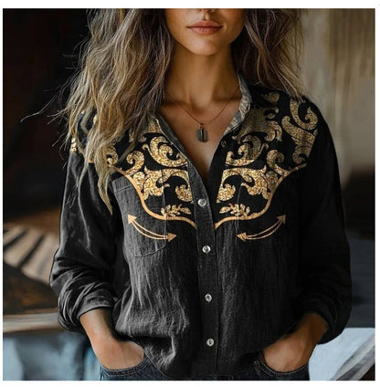 3D Printed Abstract Pattern Women's Long-Sleeved Blouse – Fashion Meets Comfort