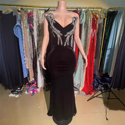 Black Bandeau Slim-Fit Skinny Long Evening Dress
