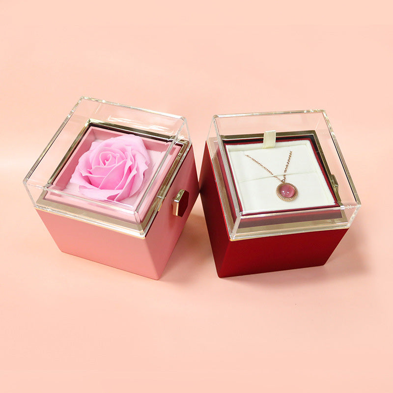 Rotating Soap Flower Rose Gift Box Creative Rotating Rose Jewelry Packaging Box Valentine's Day Gift For Women - myETYN