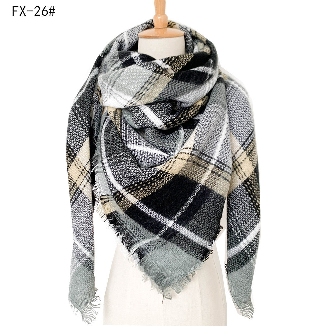 Double-Sided Colorful Plaid Scarf with Cashmere-like Feel - myETYN