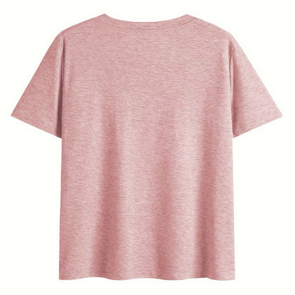 Women's V-Neck Short Sleeve Tee - Comfortable Casual T-Shirt With Text Print For Summer