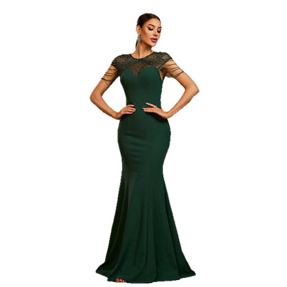Elegant Sleeveless Sequin High-Waist Fishtail Evening Dress