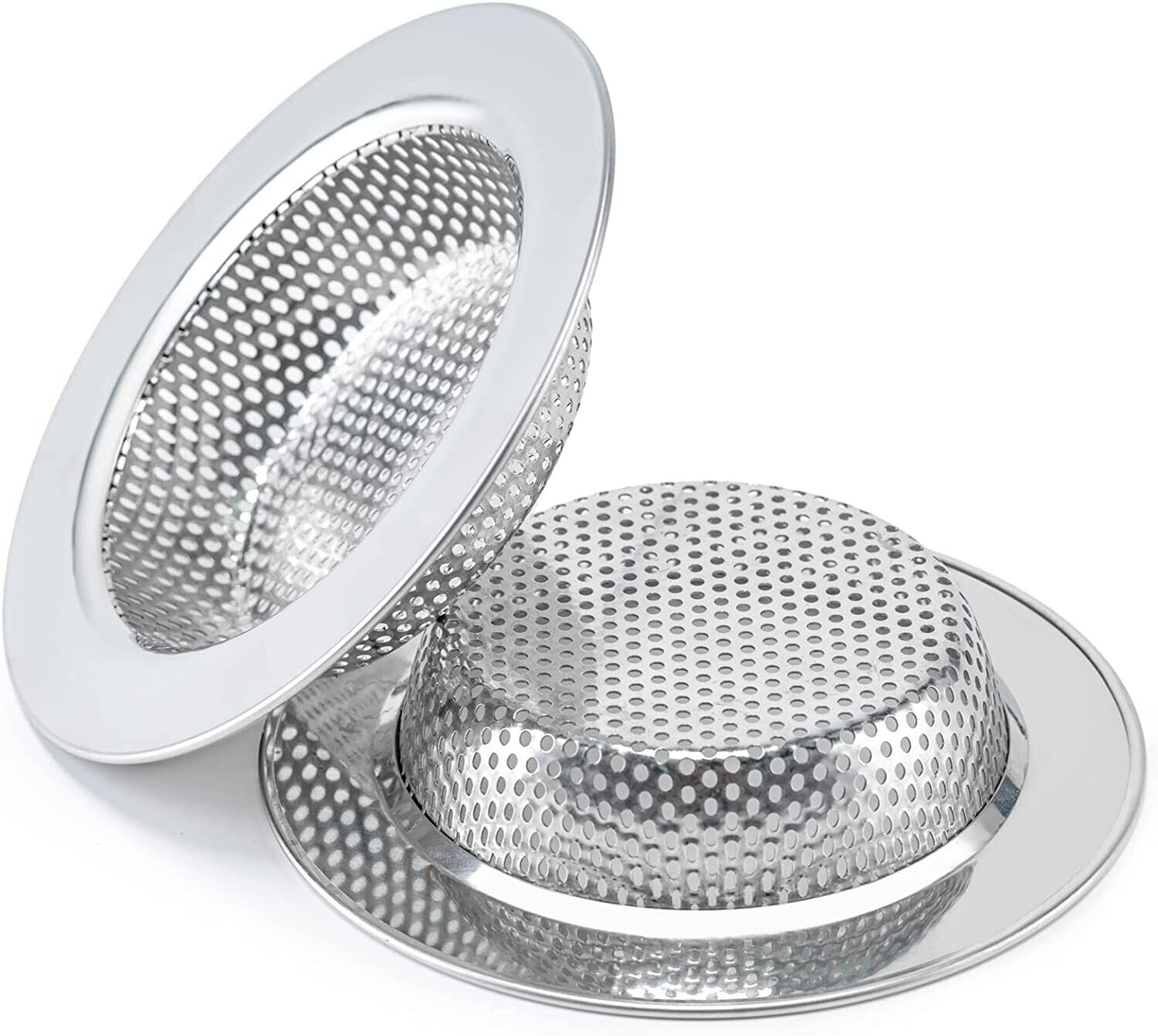 2pcs 4.5 Kitchen Sink Strainer Stopper Stainless Steel Drain Basket Waste Plug - myetyn