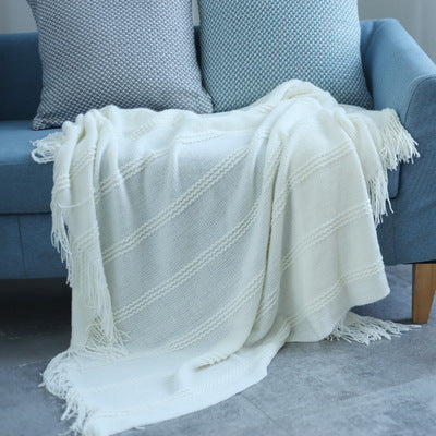 Knitted Sofa Blanket: Perfect for Bedding and Air Conditioning, Plain Color