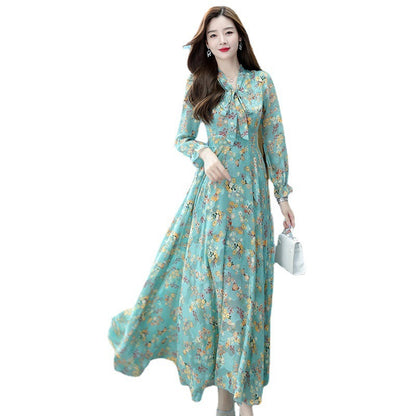 Elegant Slim Fit Below The Knee Bow V-neck Jacquard Maxi Dress