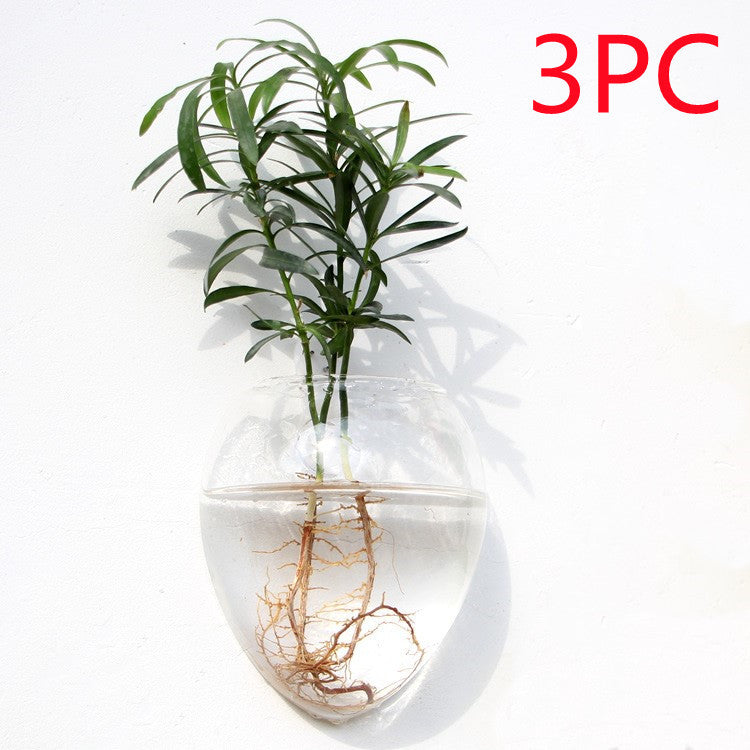 Fashion Wall Hanging Glass Flower Vase Terrarium Wall Fish Tank Aquarium Container Flower Planter Pots Home Garden Decoration