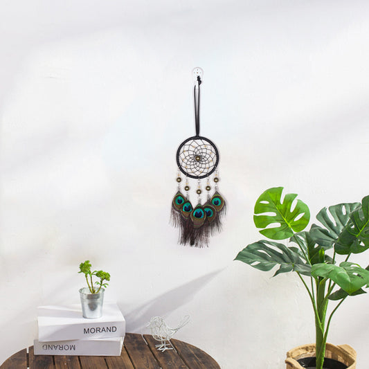 Peacock Fur Dreamcatcher Ornament Indian Creative Spirit Retro Furnishings Hanging Ornament