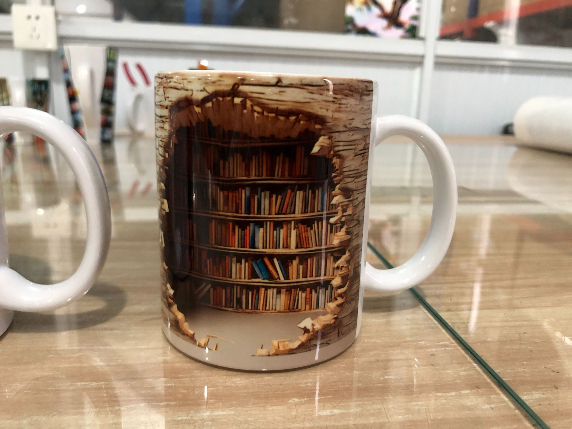 3D Bookshelf Mug Creative Ceramic Water Cup With Handle A Library Shelf Space Book Lovers Coffee Mug Birthday Christmas Gift - myETYN