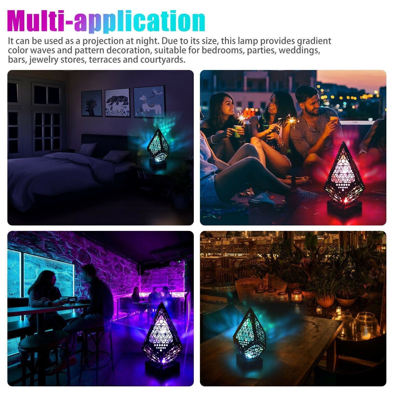 3D Colorful Bohemian LED Night Light Polar Star Starry Sky Floor Projection Lamp - myetyn