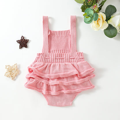 Sleeveless Knitted Wool Jumpsuit Baby Bodysuit Triangle Rompers