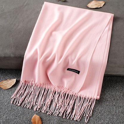 Fashion Simple Solid Color Tassel Scarf Shawl - myETYN