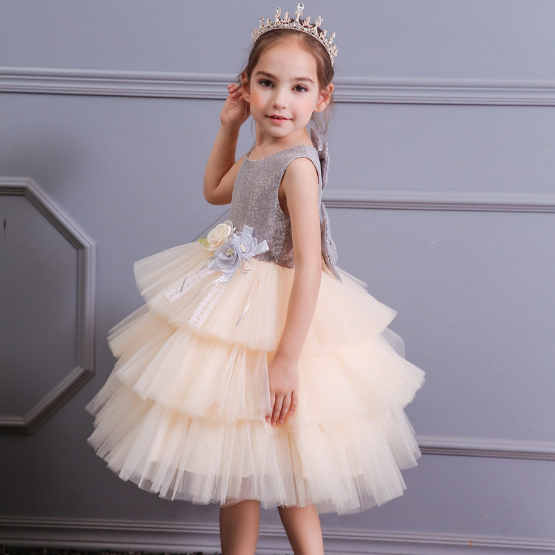 European And American Backless Cake Princess Dress