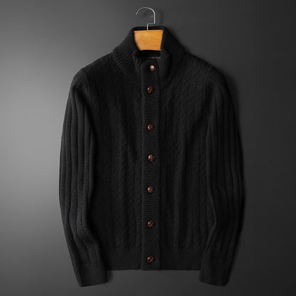 Solid Color Sweater Knitted Sweater Button Men's Cardigan Coat - myETYN