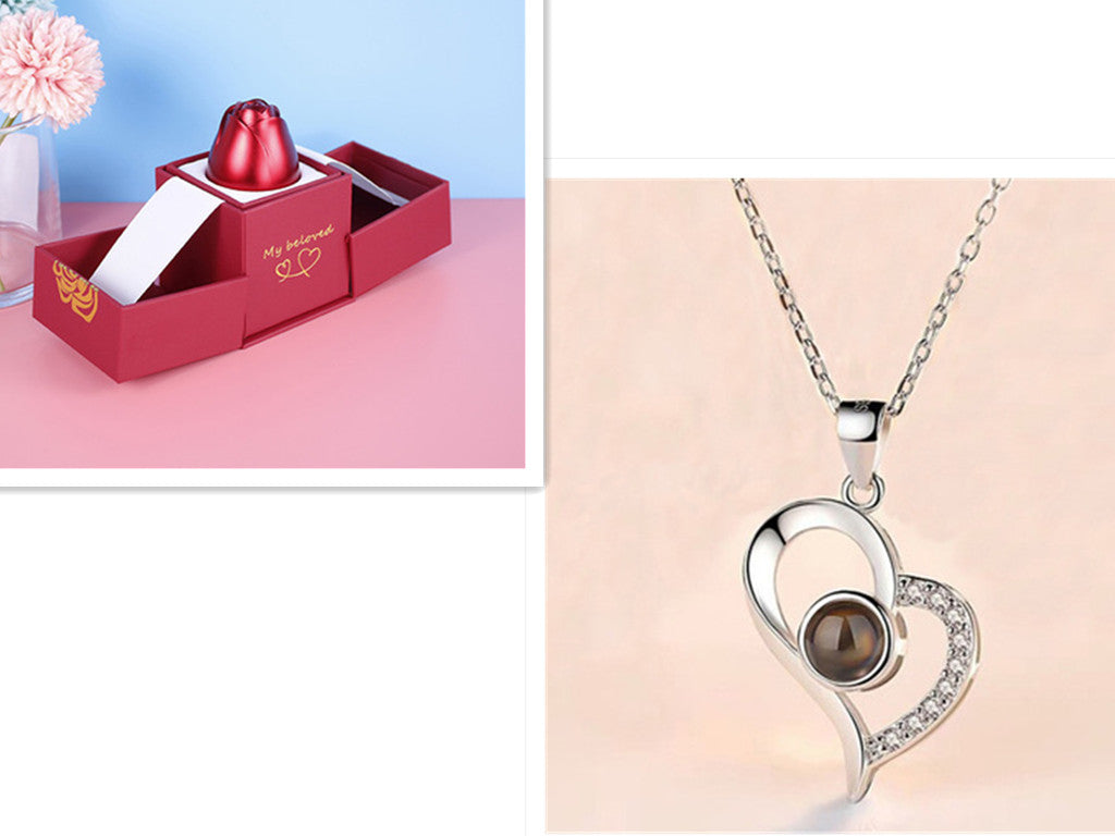 Hot Valentine's Day Gifts Metal Rose Jewelry Gift Box Necklace For Wedding Girlfriend Necklace Gifts - myETYN