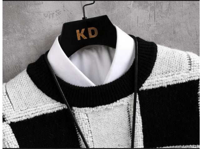 Men's Fashionable Slim-fit Knitted Long-sleeved Round Neck Sweater - myETYN