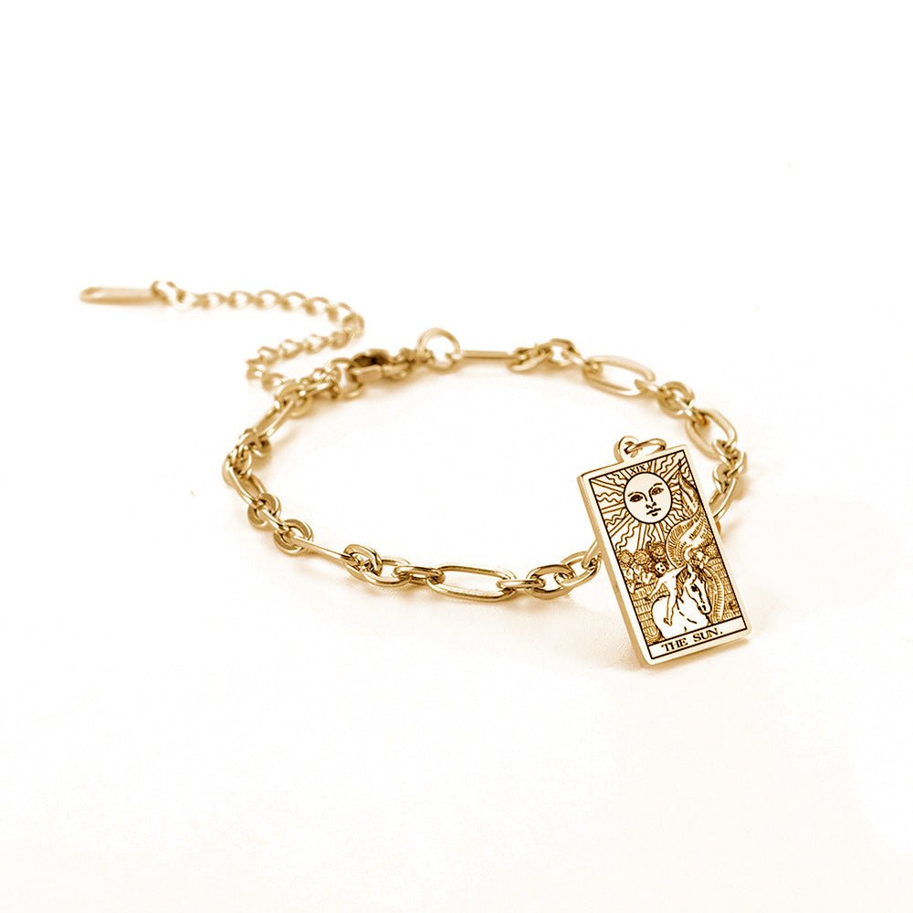 12 Tarot Card Series Fashion Trend Long Oval Link Chain Bracelet - myetyn