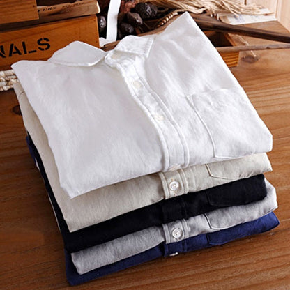 Simple White Linen Shirt For Men