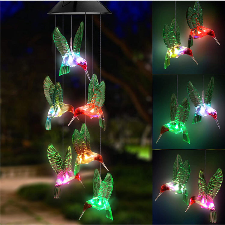 Outdoor Solar Wind Chime Lamp Hummingbird Butterfly Ball Wind Chime Garden Decoration - myETYN