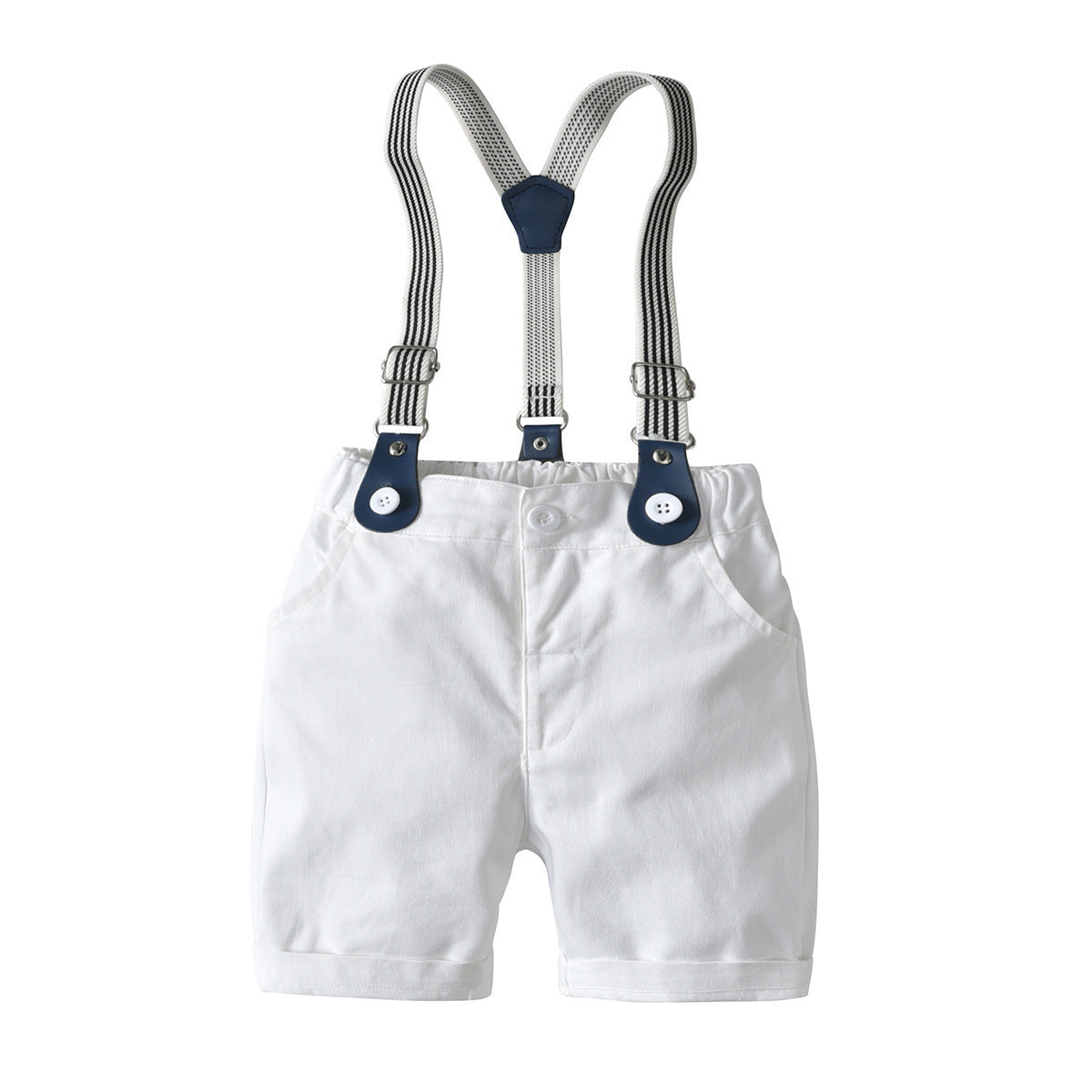 Summer Boys Gentleman Dress Short Sleeve Bodysuit Bib Shorts Set