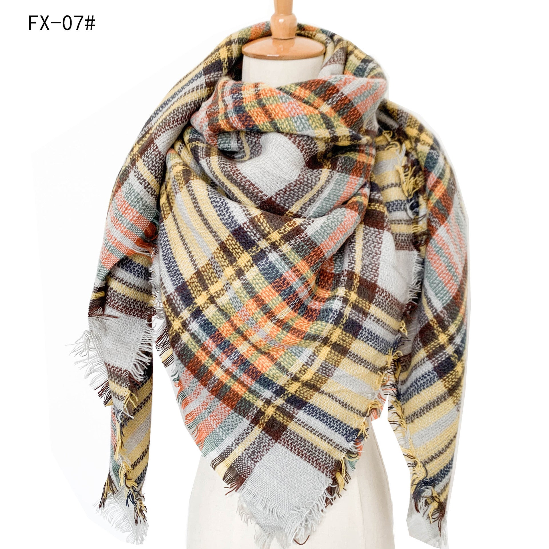 Double-Sided Colorful Plaid Scarf with Cashmere-like Feel - myETYN