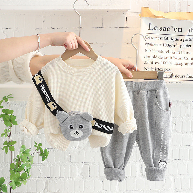 Children's Fashion Simple Solid Color Top Pants Two-piece Set