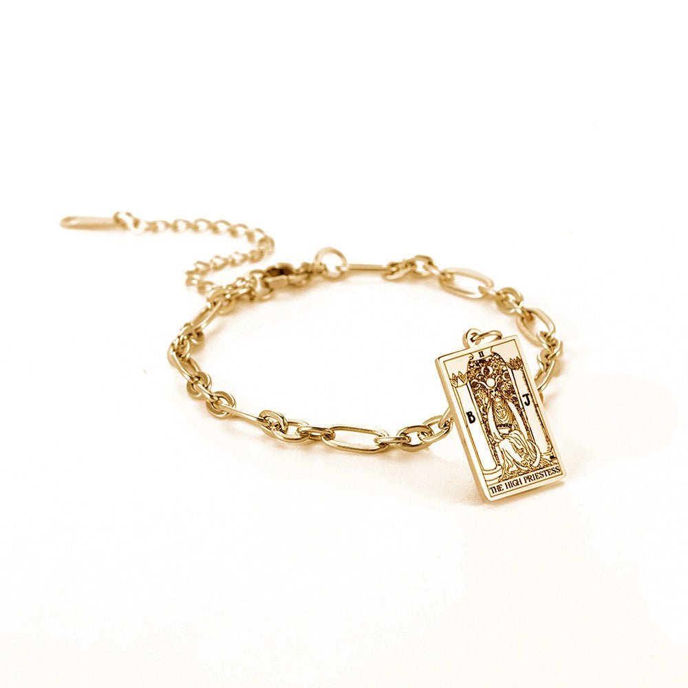 12 Tarot Card Series Fashion Trend Long Oval Link Chain Bracelet - myetyn