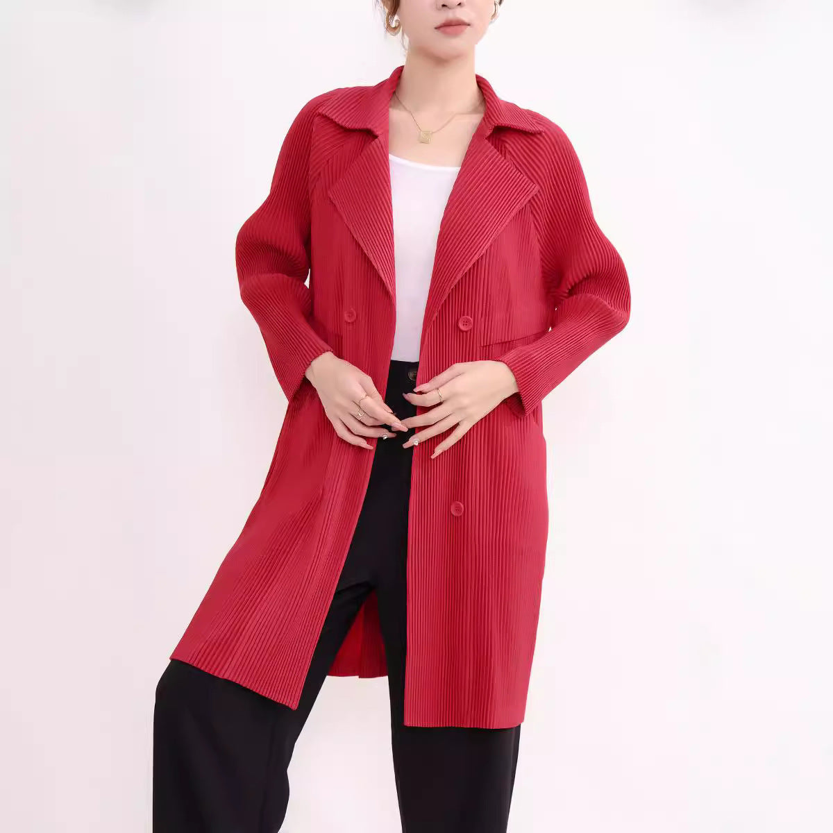 Women's Commuter Solid Color Suit Coat Mid-length