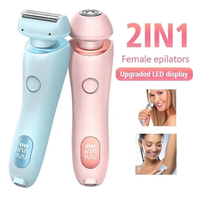 2 In 1 Hair Removal Epilator USB Rechargeable Trimmer Women Body Razor Face Leg Armpit Bikini Hand Pubic Shaver Hair Remover - myetyn