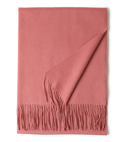 Women’s Solid Color Wool Tassel Scarf – Thick, Warm, Elegant Accessory