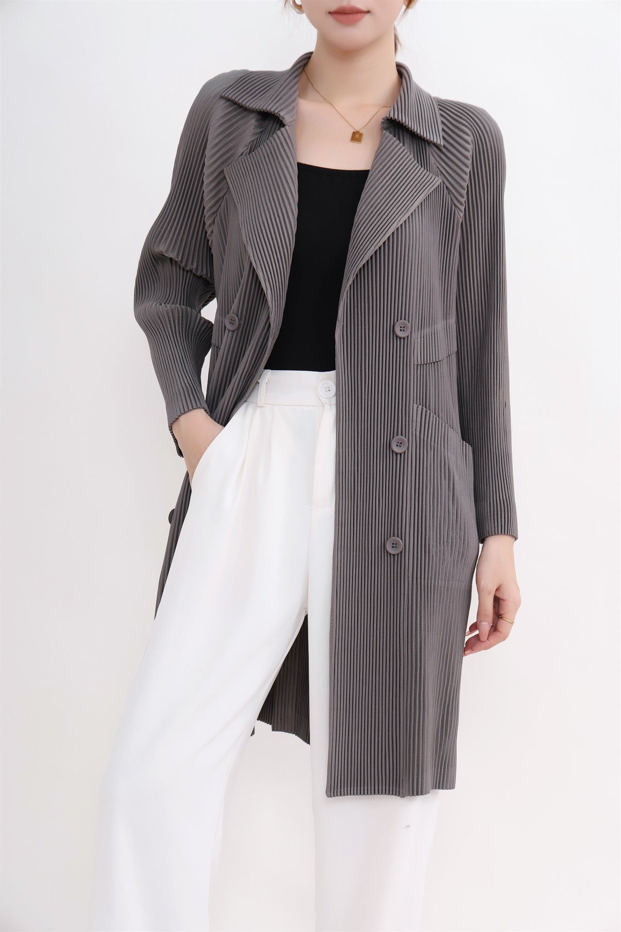 Women's Commuter Solid Color Suit Coat Mid-length