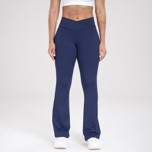 Cross Waist Side Pocket Leisure Sports Bell-bottom Pants Slim Fit Yoga Pants Women - myETYN