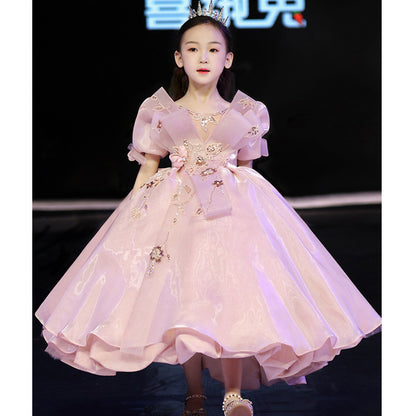 Costume For Piano Performance Western Style Little Girl Host Dress