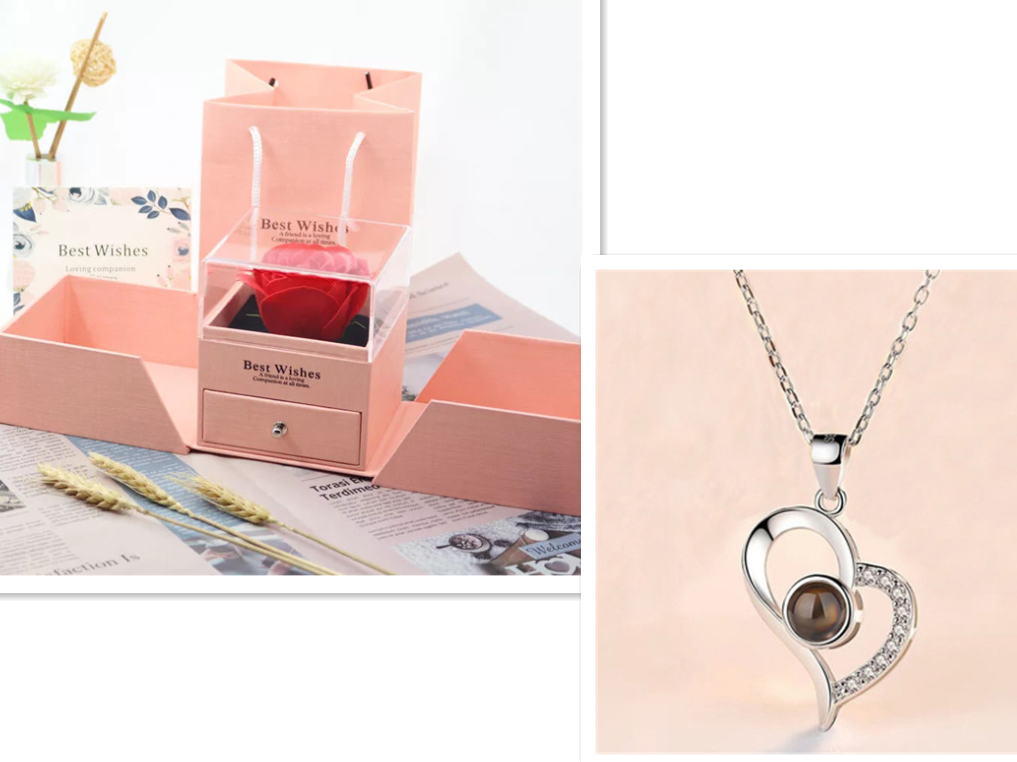 Hot Valentine's Day Gifts Metal Rose Jewelry Gift Box Necklace For Wedding Girlfriend Necklace Gifts - myETYN