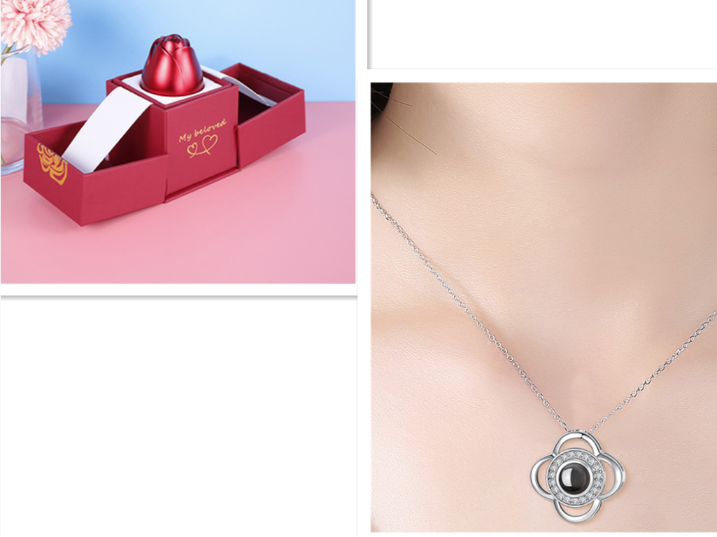 Hot Valentine's Day Gifts Metal Rose Jewelry Gift Box Necklace For Wedding Girlfriend Necklace Gifts - myETYN