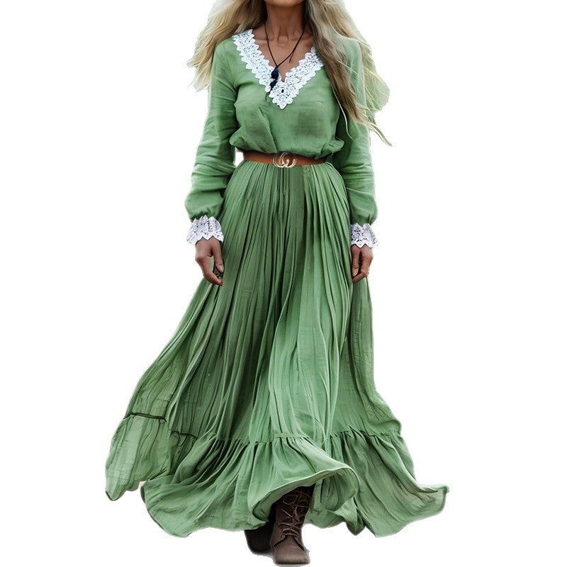 Women's Retro Bohemian Long Cotton And Linen Dress